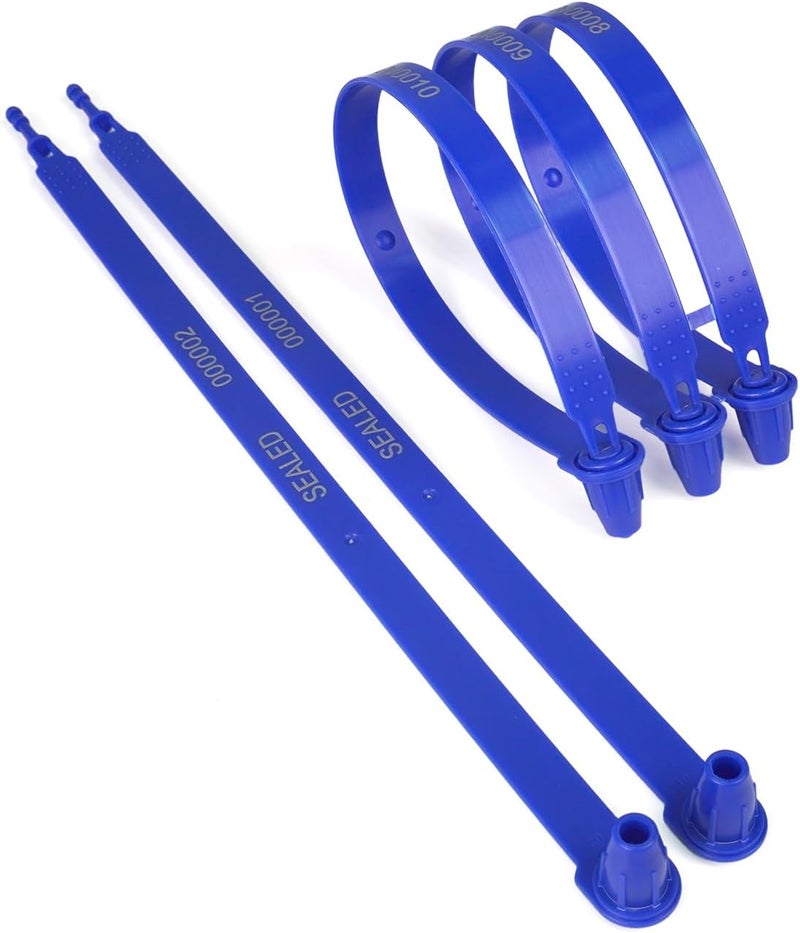 Kocents 100PCS Plastic Truck Seals,Tamper Evident,Each Seal is Numbered Sequentially,Use for Logistics Truck,Trailer, Container Disposable Plastic Seal, Plug-in Type (Dark Blue) - Image 3